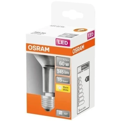 Image de OSRAM LED Star R63 lampe pour la base E27, de réflecteur, conception en verre, 350 lumens, blanc chaud (2700k), remplacement des ampoules 60W conventionnelles, non dimmables, 1 pack
