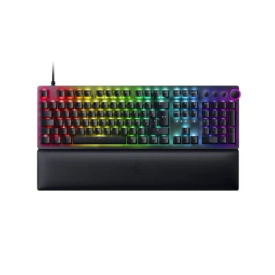 Image de Razer Huntsman V2 (Switches Rouges) Clavier Gamer Optique pratiquement Sans Latence Optiques Linéaires et Silencieux, Touches en PBT Doubleshot, Repose Poignet) AZERTY Noir