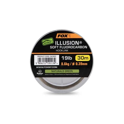 Image de Fox Edges Illusion Soft Fluorocarbon Hooklink Naturals Green 0.39mm (8.6kg) 30m Matériel bas de ligne carpe