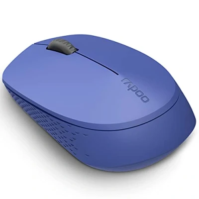 Image de Rapoo souris optique sans fil Multi Mode Silencieuse &quot;M100&quot; (bluetooth, d&#039;ordinateur, design, avec boutons et molette de défilement) Bleu