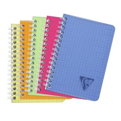 Image de Clairefontaine 328425C Collection Linicolor Fresh Un Carnet à Spirale 9x14 cm 100 Pages Petits Carreaux Papier Blanc 90 g Couverture Polypro Transparent Couleur Aléatoire