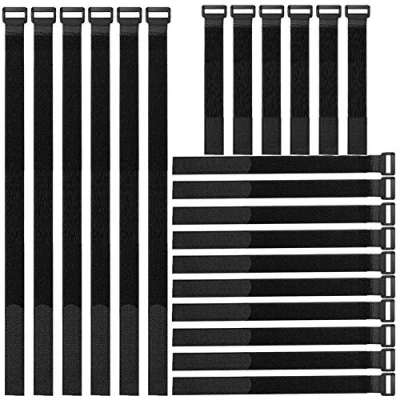 Image de Gebildet 22pièce Attaches de Câbles Assorties,Serres Fixation Réutilisables en Nylon Réglable avec Crochet et Boucle, pour PC Ordinateur Électronique (Noir,20/40/60cm)