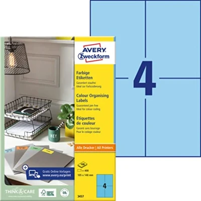 Image de AVERY/Zweckform étiquettes, 105 x 148 mm, bleu, sans cadre
