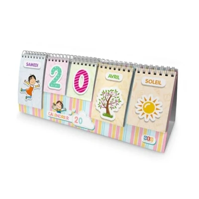 Image de Calendrier pour Enfant Jeux Educatif Amusant et Intemporel Permet d&#039;apprendre les jours mois saisons temps Onglets combinables avec illustrations (Français)