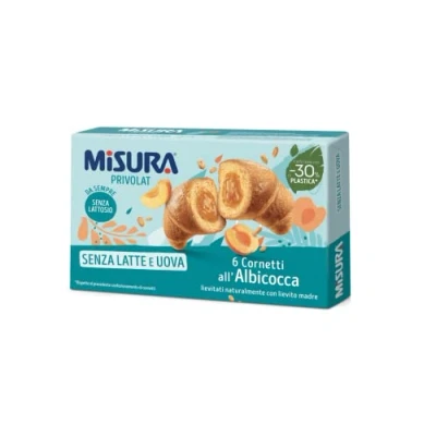 Image de Misura Privolat Cornetti all&#039;Albicocca Senza Latte e Uova Croissants avec remplissage d&#039;abricot sans lait ni œuf 290 g