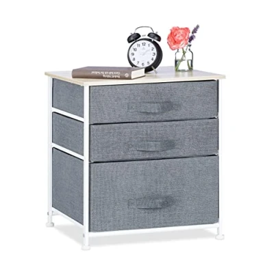 Image de Relaxdays 10023328_491 Meuble rangement 3 commode étagère tiroir tissu HxlxP: 53 x 48 40 cm, gris, Variante C