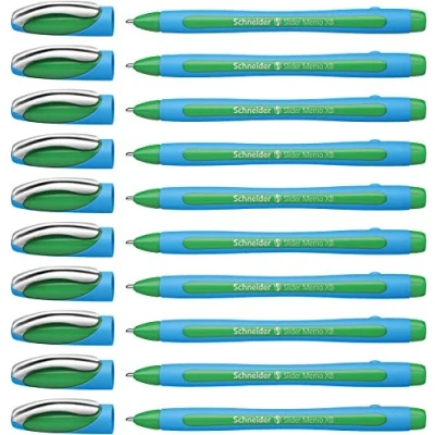 Image de Schneider Slider Memo XB Stylo bille (avec capuchon, Pointe extra large (XB)) Vert, Lot de 10