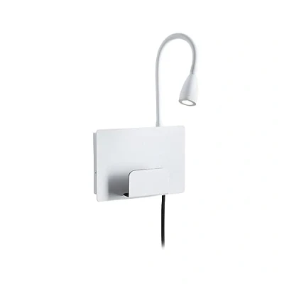 Image de Paulmann 71100 Applique LED Halina USB C 2700K 200lm 230V 2,4W Blanc dépoli Lampe de Lecture Murale, Métal, 2.4 W
