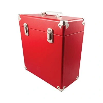 Image de Valise de Rangement et Transport GPO pour Vinyles 33 Tours style rétro (pouvant contenir 30 albums) Rouge