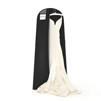 Image de Hangerworld Housse opaque à soufflet pour robes de mariée/soirée Noir 185 x 80cm