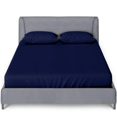 Image de GC GAVENO CAVAILIA Drap Housse uni en Percale Polycoton Infroissable et pour lit Super King Size Bleu Marine 25 cm
