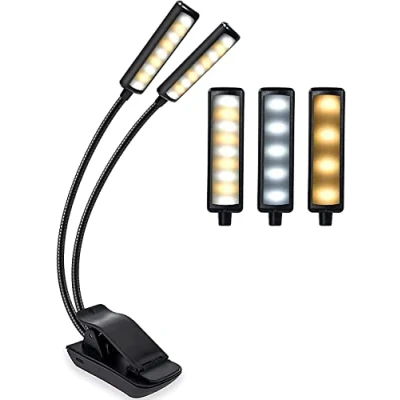 Image de CCHKFEI Lampe de Lecture,18 LEDs Liseuse Clip USB Rechargeable, 360 Flexible, 3 Couleur &amp; à Intensité Variable, Pliable pour Lire au Lit, Enfant, Voyage, Camping
