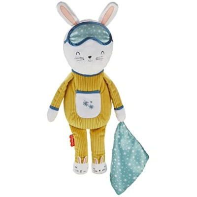 Image de Fisher Price Lapinou Compagnon Dodo, Peluche Musicale avec Veilleuse Intégrée pour Entraîner Petits à s’Endormir Seuls, Bébé dès 18 Mois, Multicolore, Tu, 1 Unité