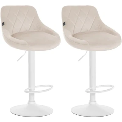 Image de CLP Lot de 2 tabourets Bar Lazio recouverts Velours I Tabouret pivotant avec Repose Pieds réglable en Hauteur, Couleur:Gris, Couleur du Cadre:Noir