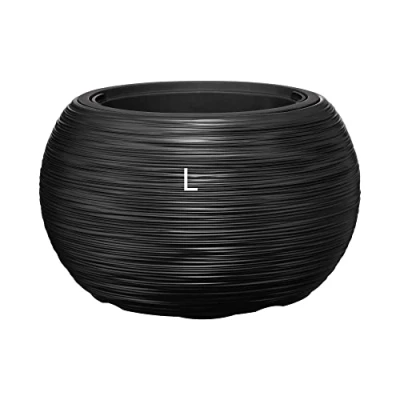 Image de MELTOM Pot de Fleurs Rond avec Texture 3D délicate Design élégant et Moderne (Anthracite, L)