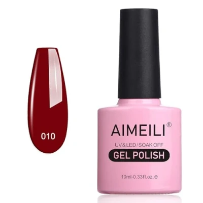 Image de AIMEILI Red Gel Polish Soak Off UV LED Vernis à Ongles Rouge Foncé Semi Permanent 10 ml Dark Vixen (010)