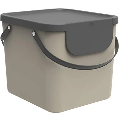 Image de Rotho Albula Système de Séparation des Déchet s 40 l pour La Cuisine, Plastique (PP) sans BPA, Cappuccino/Anthracite, (40,0 X 35,8 34,0 cm)