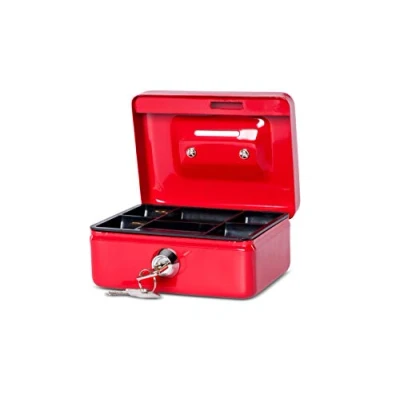 Image de MAUL caisse à monnaie en acier Verrouillable et portable 12,5x10,5x6.1cm Avec fente d&#039;introduction de la Convient comme tirelire, petit coffre fort, tiroir Rouge