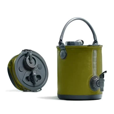 Image de Colapz 2 en 1 Réservoir d’Eau Pliable pour Le Camping Seau Car Distributeur avec Robinet Vert Olive