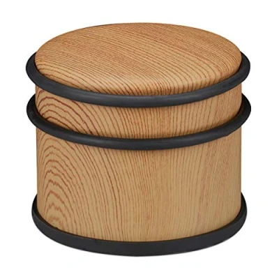 Image de Relaxdays Butoir de Porte, en Lot 4, Lourdes Portes &amp; fenêtres, INOX Caoutchouc, Aspect boisé, cale Haute, ∅ 9,5 cm, Marron