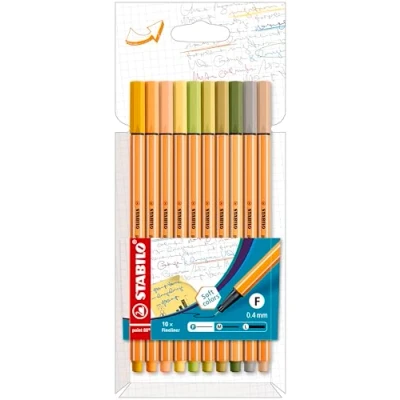 Image de Stylo feutre pointe fine STABILO point 88 Etui carton x 10 stylos couleurs &quot;nature&quot;
