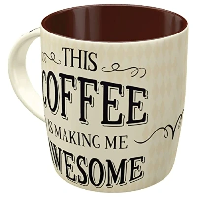 Image de Nostalgic Art Tasse à café rétro, Awesome Coffee Idée de Cadeau pour Amateurs café, en céramique, Design Vintage avec Une Citation, 330 ML