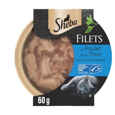 Image de SHEBA Les DOMES DE 32 x 60g Filets Au Poulet et Thon MSC