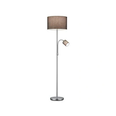 Image de Trio Leuchten Hotel 403900201 Lampadaire en métal nickel mat avec abat jour tissu Blanc 1 x E27 + E14 60 W, Lampe Sur Pied Liseuse Blanche