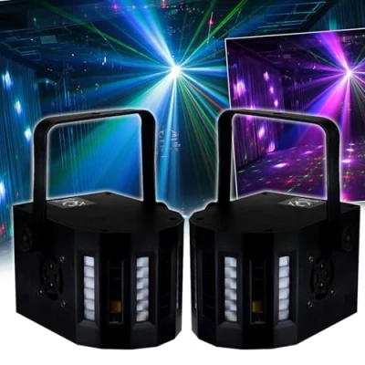 Image de PACK Jeux de lumière Sono DJ LIGHT 2 EFFETS DERBY Noir 4 LEDs RGBW