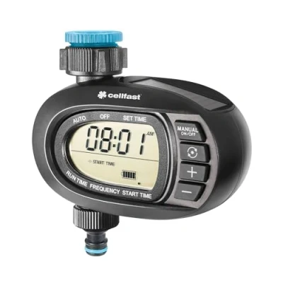Image de Cellfast Solar Irrigation Controller Ergo™ Affichage Clair, Batterie au Lithium, Alimentation Solaire, programmatioan intuitive de l&#039;irrigation, G3/4&quot; et G1, 52 290
