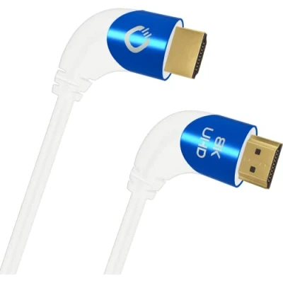 Image de OEHLBACH Shape Magic 90 UHD 8K Ultra High Speed 2.1 Câble HDMI certifié 48 Gbps (connecteur coudé à degrés, cuivre OFC, 4K @ 120 Hz, 8 K 60 eARC, HDR dynamique), blanc, 1,5 m