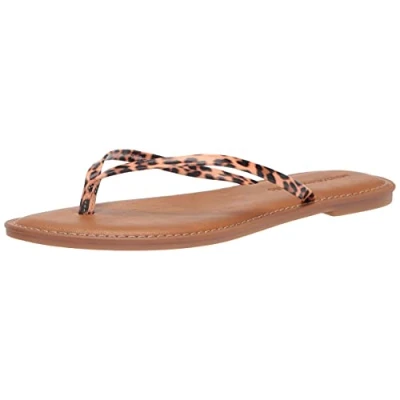 Image de Amazon Essentials Sandale Tong Femme, Brun Clair Léopard, 43 EU