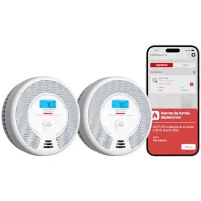 Image de X Sense Détecteur de Fumée et Monoxyde Carbone Connecté avec Batterie Remplaçable, Intelligent Compatible Home Security App, SC07 WX, Lot 2