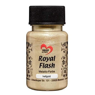 Image de ideen mit herz Royal Flash peinture métallique acrylique brillance métallique, avec de fines particules paillettes séchage rapide à base d&#039;eau 50 ml (or léger)