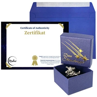 Image de Makai Véritable météorite filante Campo del Cielo avec certificat d&#039;authenticité et boîte fenêtre (boîte ronde certificat)