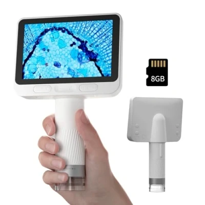 Image de BEAVERLAB Microscope IPS 4,0&quot;, numérique 100X 1600X, USB pour débutants, de Poche 1080P HD avec 8 lumières LED réglables, téléphone Portable PC/TV