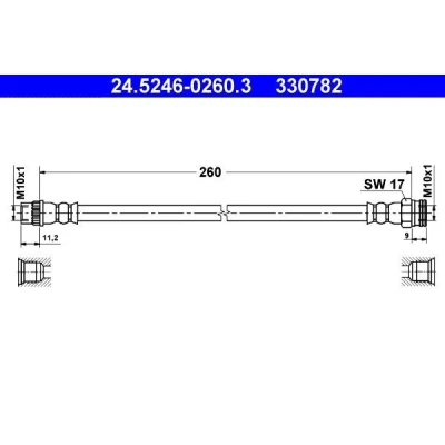Image de ATE 24.5246 0260.3 Flexible De Frein 260 CITROËN: Xsara Picasso, Berlingo / First I, I Van