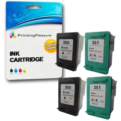 Image de Printing Pleasure 4 XL Cartouches d&#039;encre compatibles pour HP Photosmart C4280 C4380 C4480 C4485 C4580 C5280 D5360 Deskjet D4260 D4360 Remplacement 350XL (CB336EE) &amp; 351XL (CB338EE)