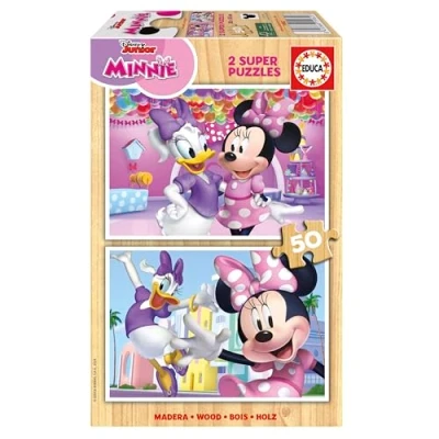 Image de Educa Minnie Ensemble de 2 Enfants Bois avec 50 pièces chacun. Mesure: 28 x 20 cm. Recommandé 5 Ans (19962)