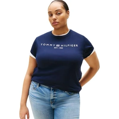 Image de Tommy Hilfiger Curve LOGO Tshirt imprimé, Femme, Taille: 48, Dark night navy
