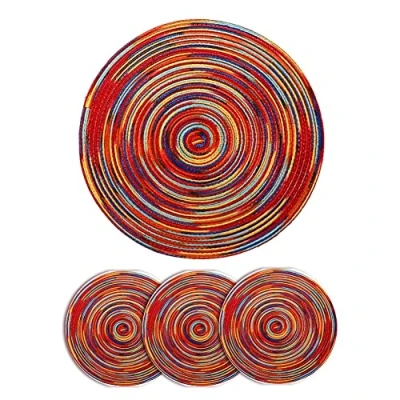 Image de Alnicov Lot de 4 Sets Table Ronds en Coton tissé résistant à la Chaleur 30 cm