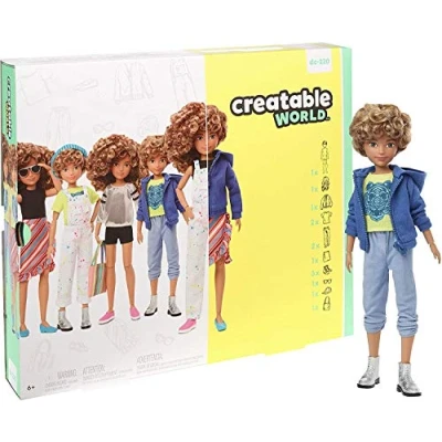Image de Mattel Creatable World Poupée à Personnaliser aux Cheveux Blonds Frisés, Vêtements et Accessoires, Jouet Créatif pour Enfants Partir de 6 Ans, GGG56