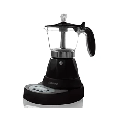 Image de BEHOME Cafetière électrique Programmable Moka cafetiere 3 tasses avec réducteur 1 tasse Arrêt automatique, entretien café chaud pour 30 min, base rotative à 360 , noire