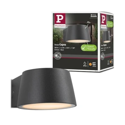 Image de Paulmann 94713 luminaire d&#039;extérieur LED Capea Respect Insectes IP44 96x128mm 2200K 6W 550lm 230V 98 Noir alu lumière dorée Applique, Aluminium, 6 W, Anthracite