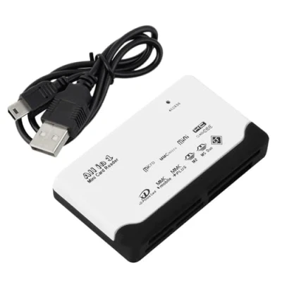 Image de Lecteur USB 2.0 All in one multi carte mémoire : Micro Mini SD / SDHC TF M2 MMC MS Duo Compact flash XD Gris
