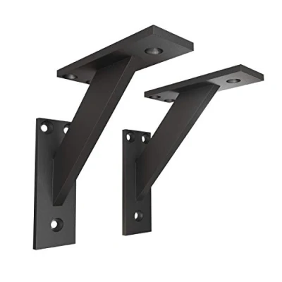 Image de 2 x sossai® équerre/support design pour étagère FSHR Dimensions: 120 mm support mural étagère, console Couleur : noir mat Matière Aluminium