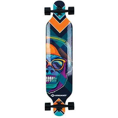Image de Schildkröt Longboard Freeride 41&quot;, Bois d&#039;Érable Collé 9 Plis, Planche Complète avec Suspension à Essieu Suspendu, Roulements Billes ABEC 11, Design: Cool Chimp, 510690 Taille Unique