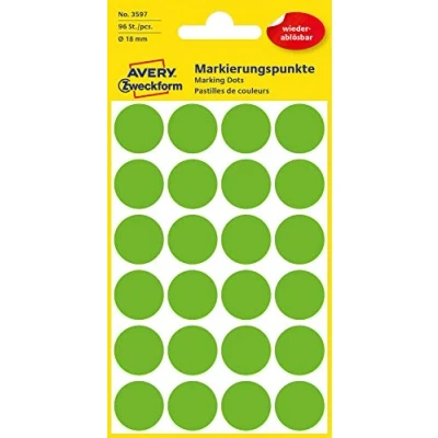 Image de Avery Zweckform Etikett 96St Stickers muraux amovibles Point de repérage Vert 18 mm