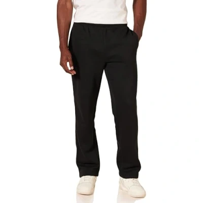 Image de Amazon Essentials Pantalon de survêtement à Bas Ouvert en Polaire (Existe Grandes Tailles) Homme, Noir, 4XL Grande Taille
