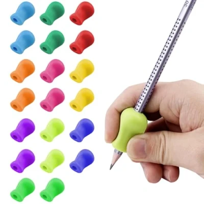 Image de Lixiluxia Lot de 20 Guide Doigts Ecriture Enfant, Aide Grip à l&#039;Écriture Ergonomique, Cale Stylo, Grippies Poignées Crayon (10 Couleurs)